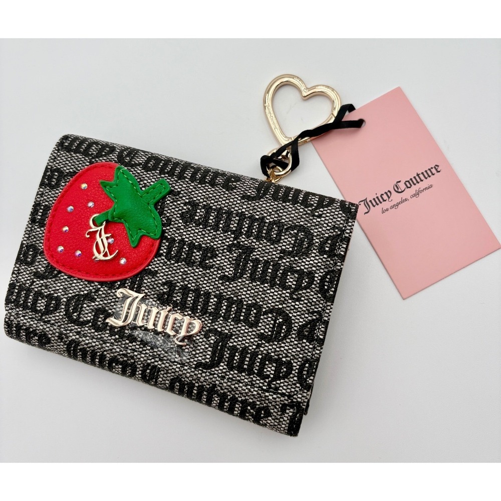 JUICY COUTURE Freshly‎ Picked Double Sided Trifold Strawberry Wallet